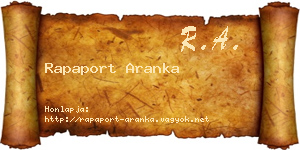 Rapaport Aranka névjegykártya