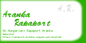 aranka rapaport business card